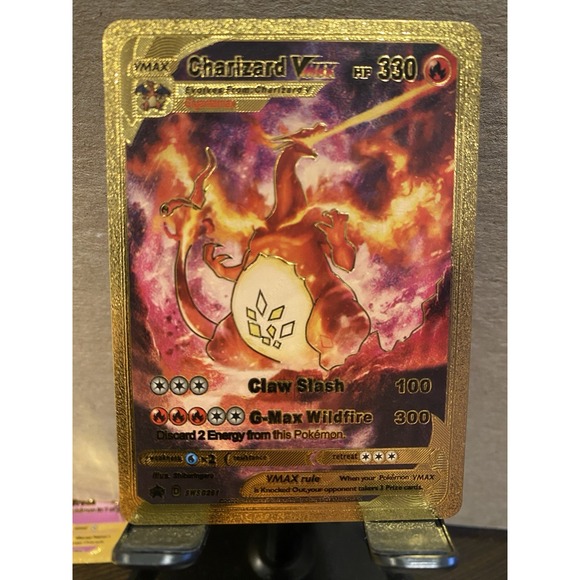 Charizard‎ Foil Metal Pokémon Pokemon Fan Art Collectible Card Trading - Picture 1 of 2